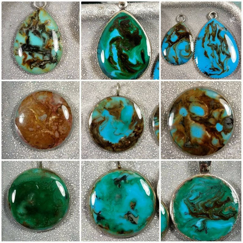 Thumbnail: Turquoise Memorial Ash Pendant Necklace/Cremation Jewelry/8 colors/6 Pendant Siz