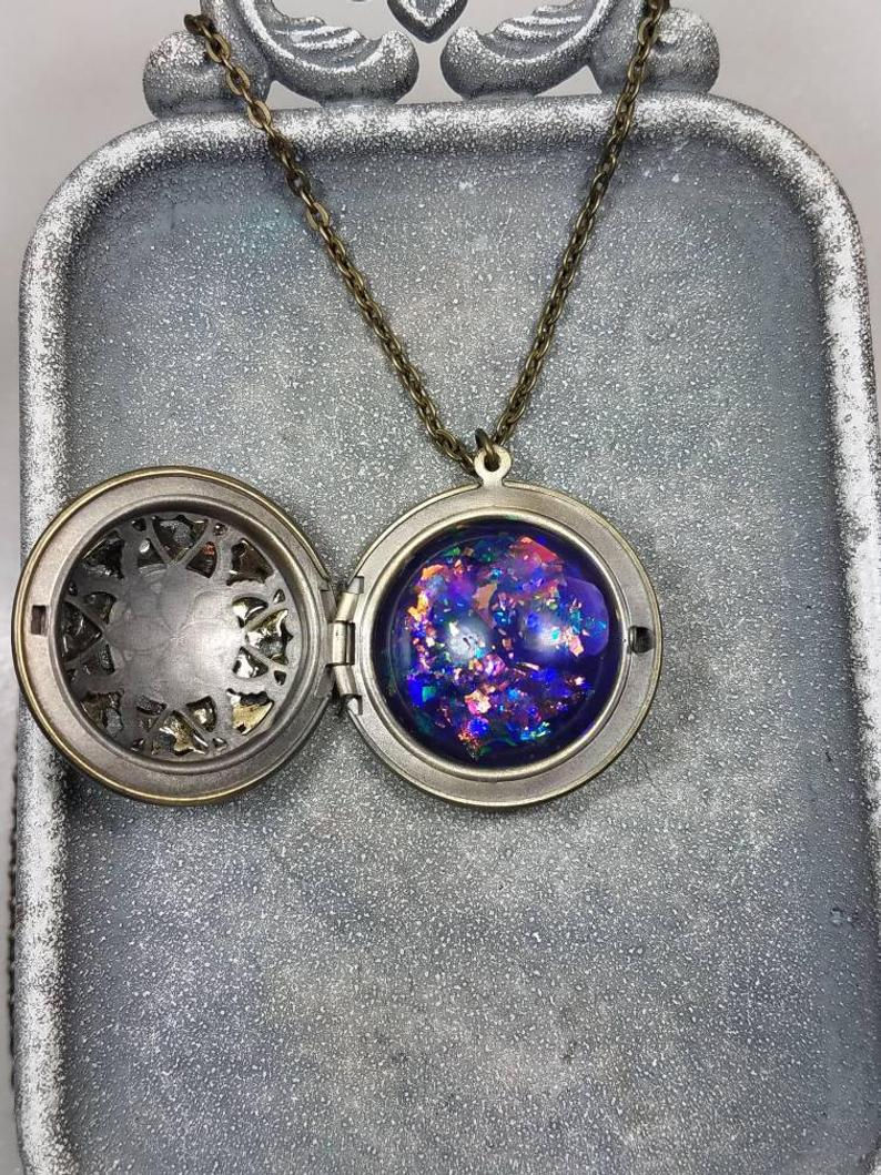Thumbnail: Memorial Ash Om Locket Pendant Necklace/Cremation Pendant/Pet Memorial Jewelry/C