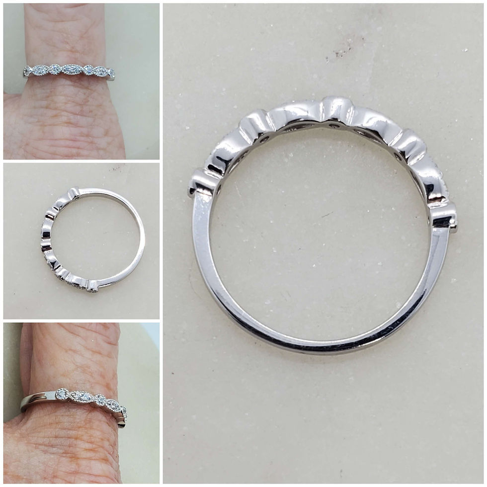 Thumbnail: Studiodragonfly19 Memorial Ash Sterling Silver Milgrain Diamond Band Ring