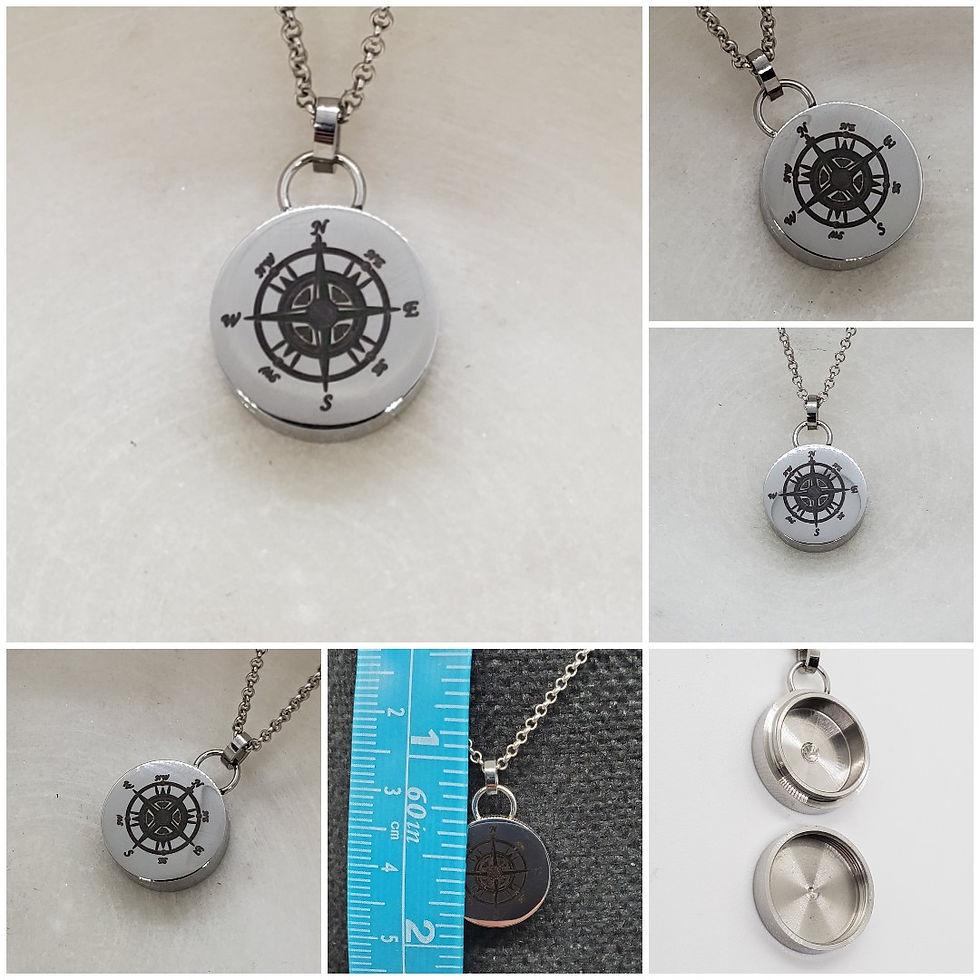 Thumbnail: Compass Memorial Ash Stainless Steel Cremation Urn Necklace/Urn/Cremation Neckla