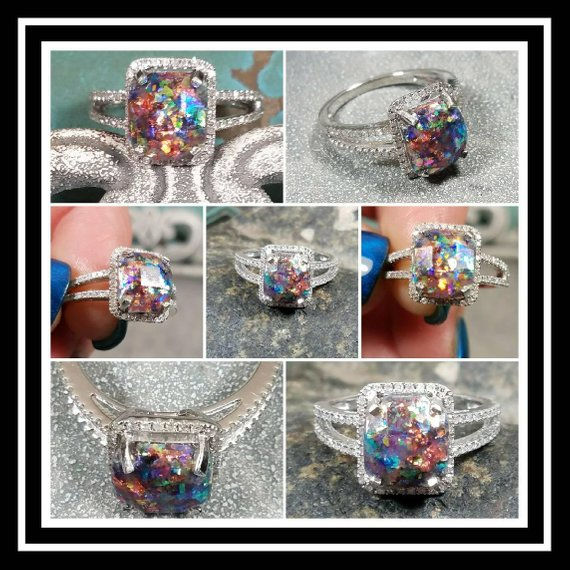 Thumbnail: Sterling Silver or White Gold Diamond Memorial Cremation Jewelry
