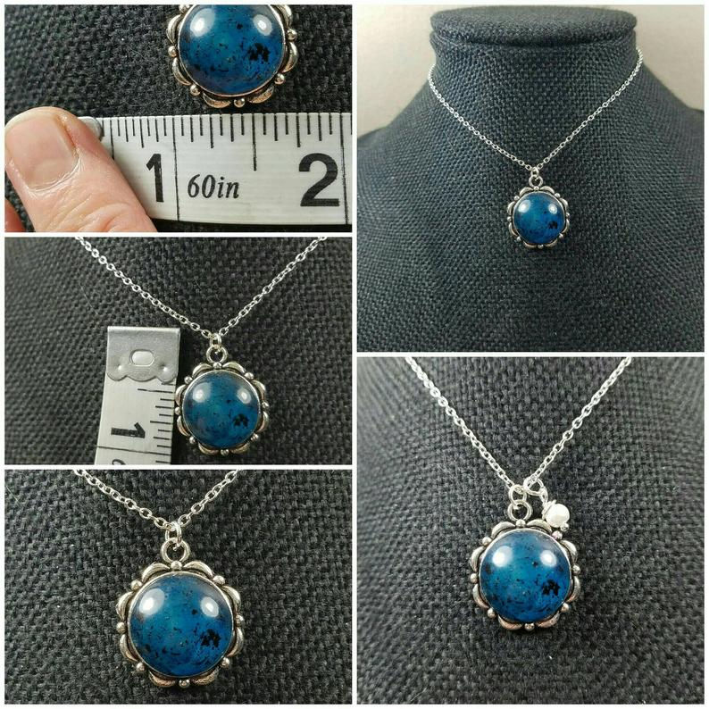 Thumbnail: Starry Night Memorial Ash Pendant Necklace/ Memorial Ash Jewelry/ Pet Memorial J