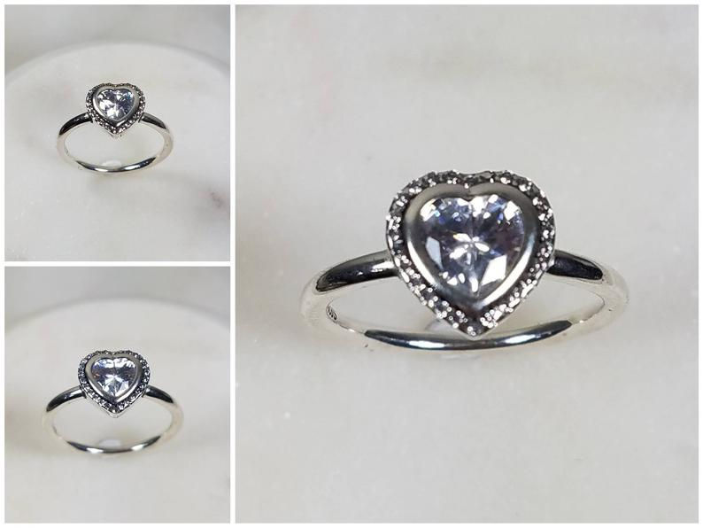 Thumbnail: Studiodragonfly19 Cremation Heart Sterling Silver CZ Stone Ring/ Memorial Ash Je