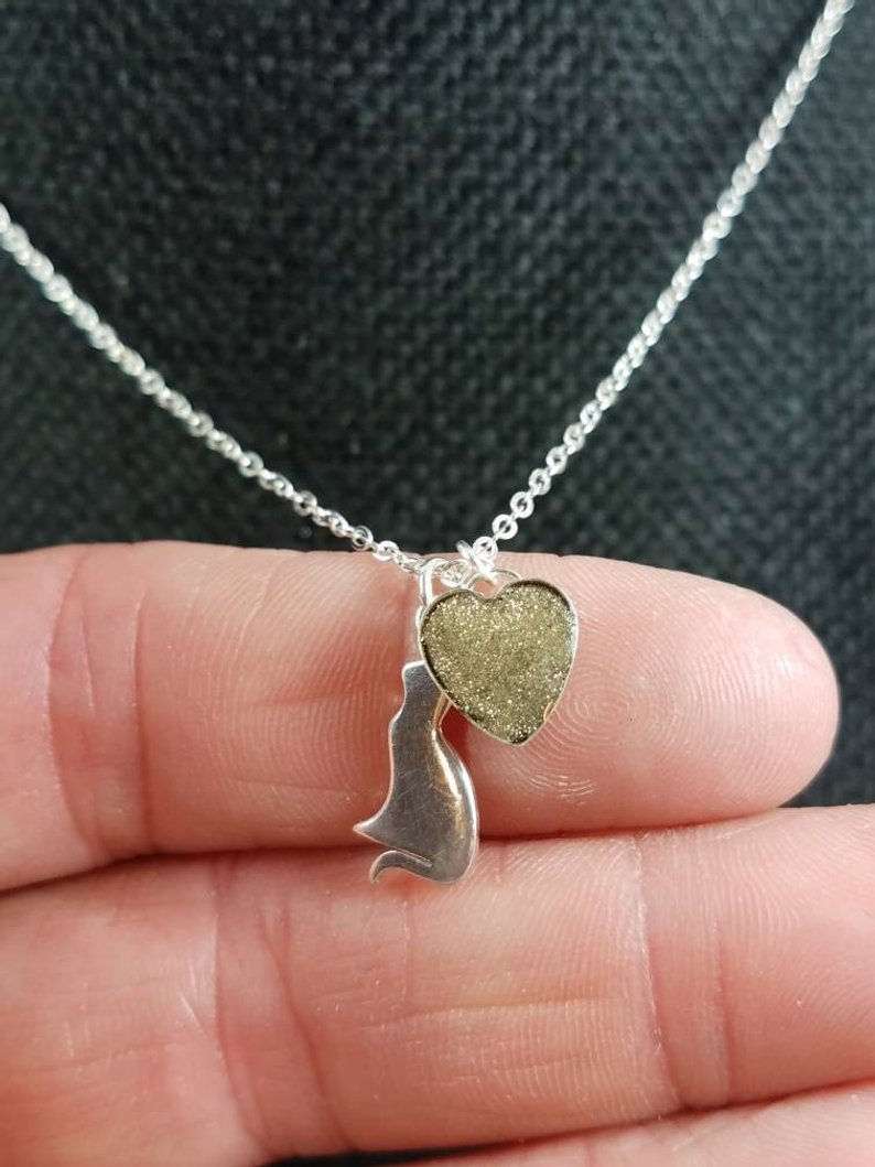 Thumbnail: Memorial Ash Silver Cat Necklace/Cremation Pendant/ Pet Memorial Jewelry/ Memori