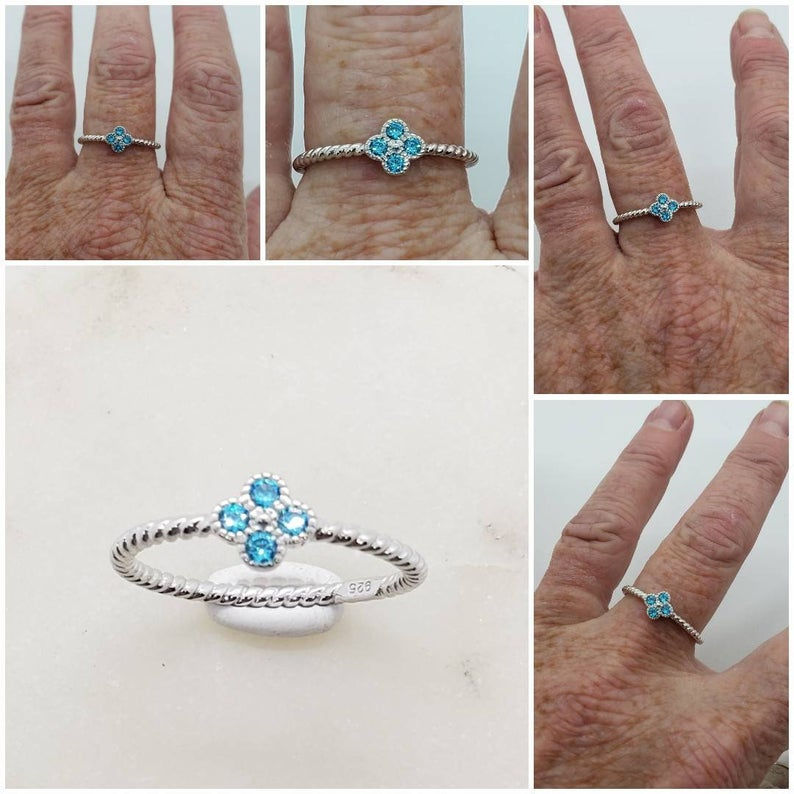 Thumbnail: Studiodragonfly19 Memorial Ash Sterling Silver CZ Flower Rope Band CremationRing