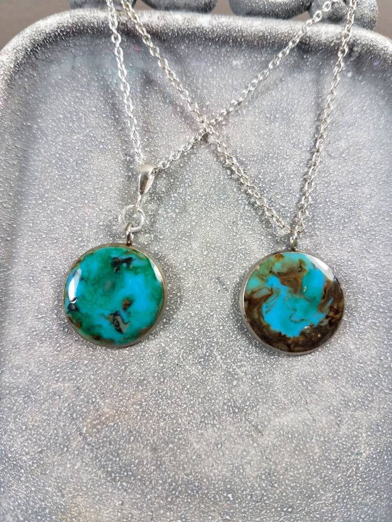 Thumbnail: Turquoise Memorial Ash Pendant Necklace/Cremation Jewelry/8 colors/6 Pendant Siz