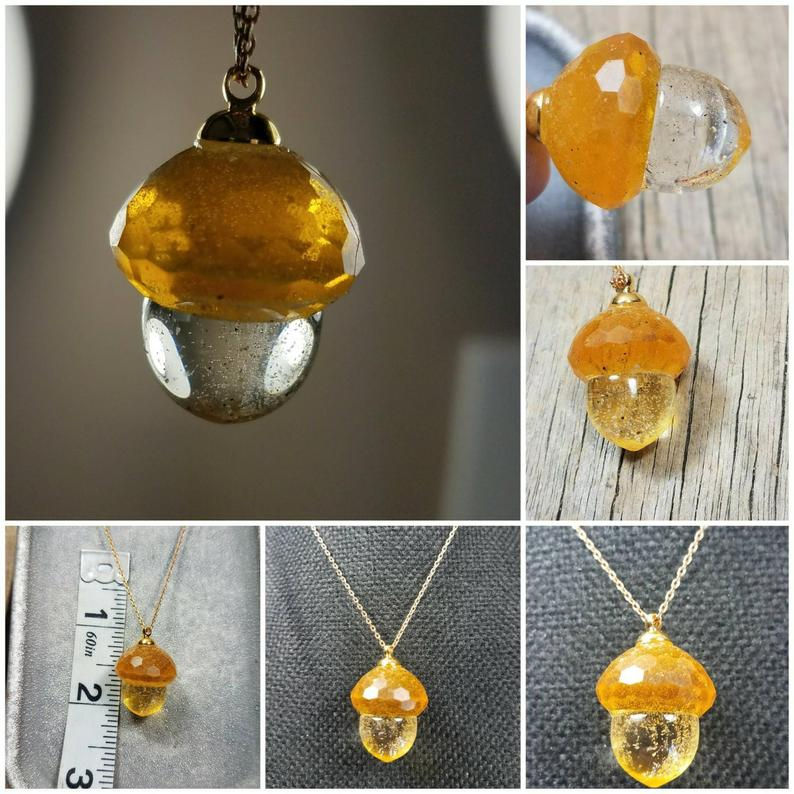 Thumbnail: Acorn Memorial Ash Pendant Necklace/ Memorial Ash Jewelry Pet Memorial Jewelry/
