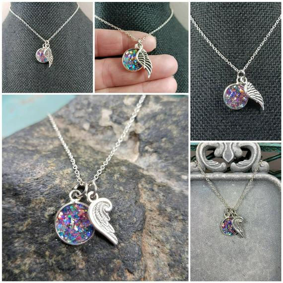Thumbnail: Memorial Ash Wing Pendant Charm Memorial Jewelry/ Ash Necklace/Pet Memorial