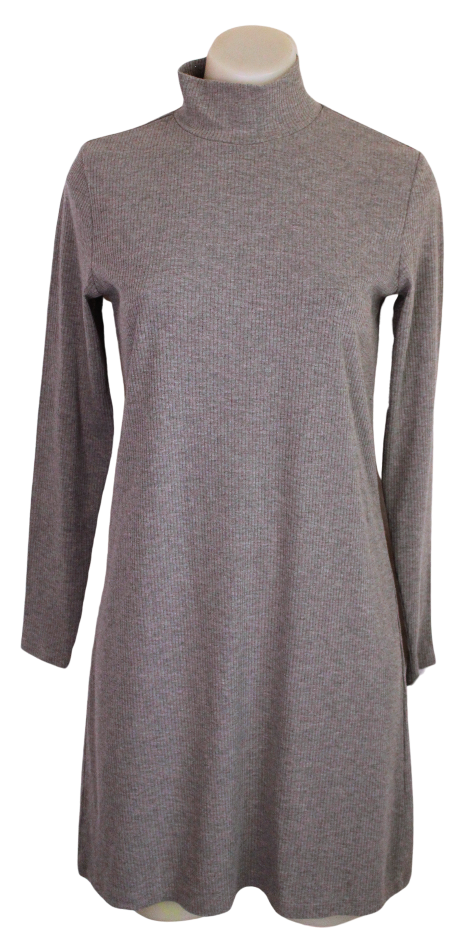 Grey Ribbed Midi Dress | Size S