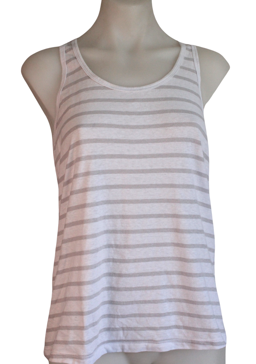 Lorna Jane White and Grey Striped Tank | Size M