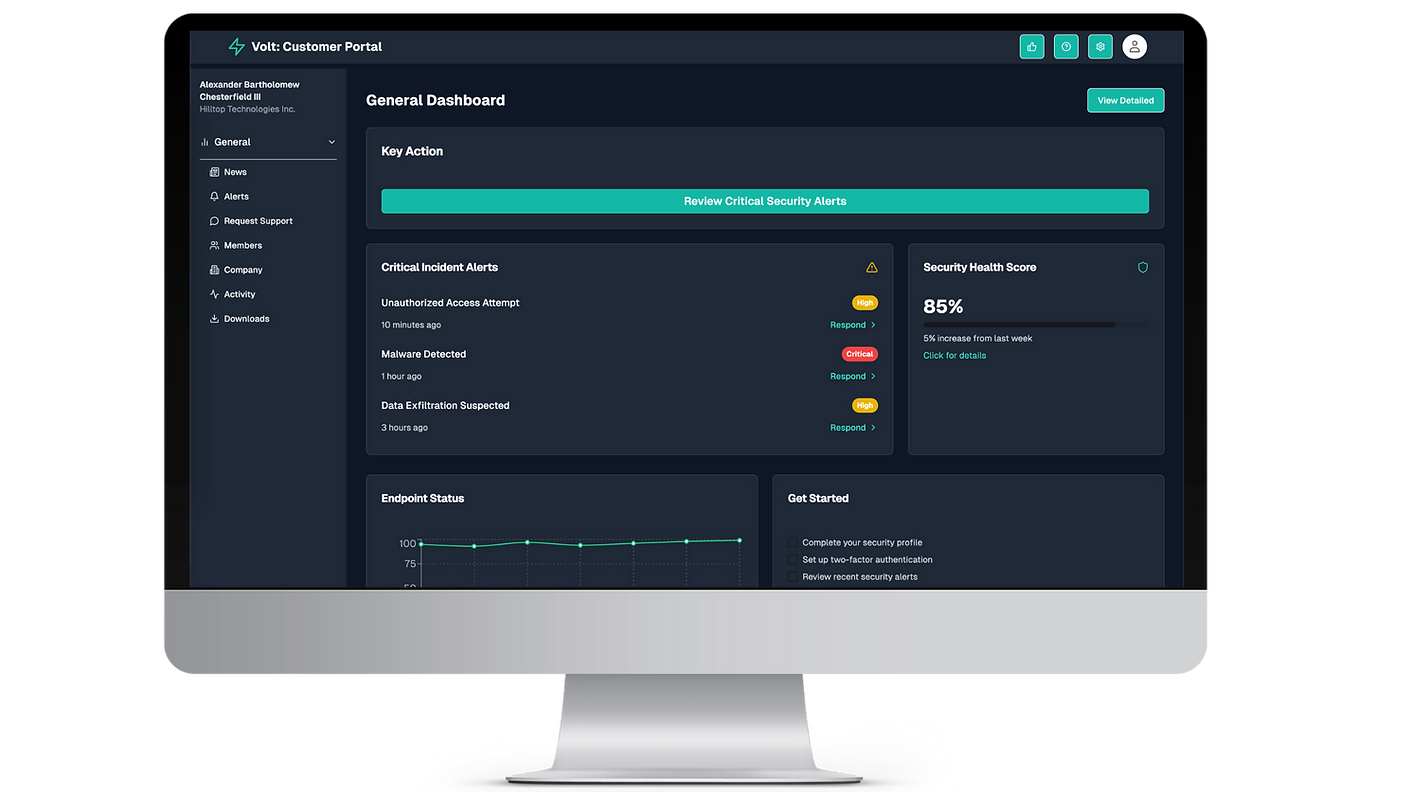 image of volt's dashboard that customers see