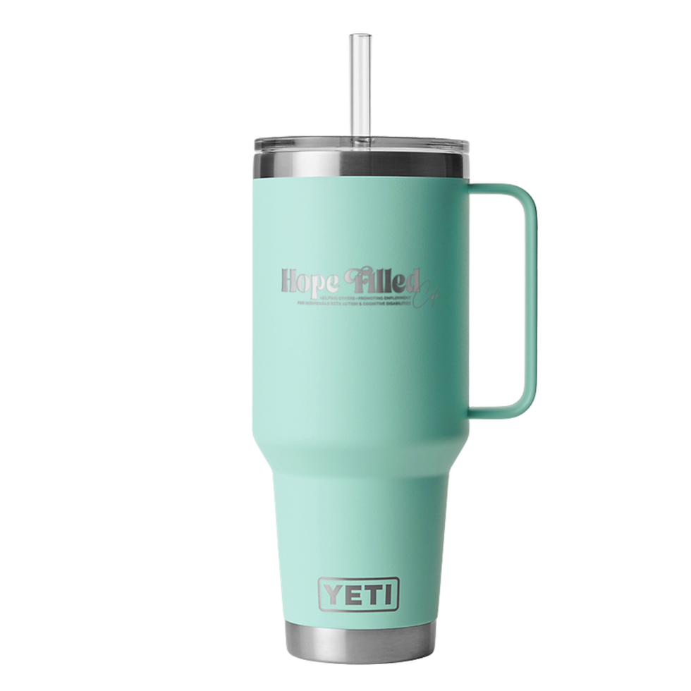 Thumbnail: Hope Filled Café YETI Rambler® 42 oz Straw Mug with Straw Lid - Seafoam Blue