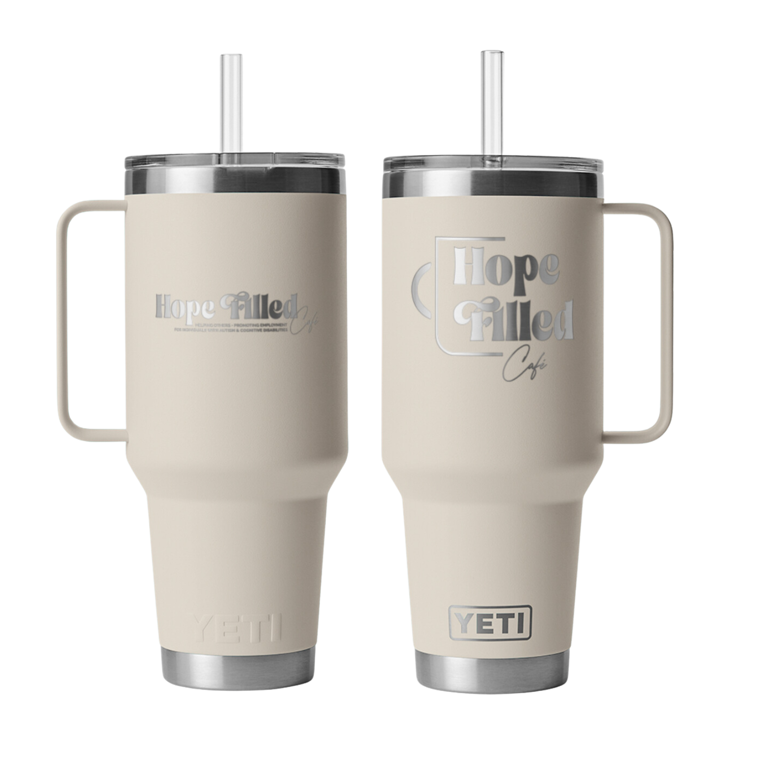Hope Filled Café YETI Rambler® 42 oz Straw Mug with Straw Lid - Bone Cream
