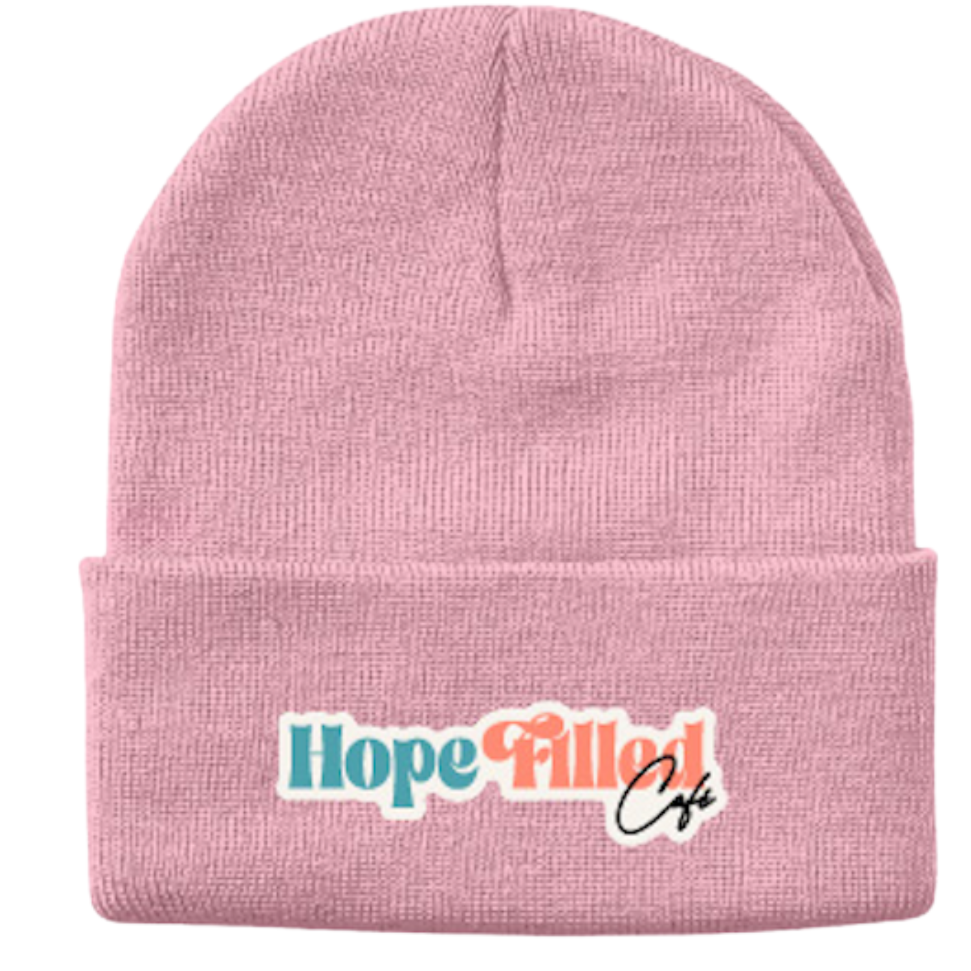 Hope Filled Café Embroidered Beanie - Pink