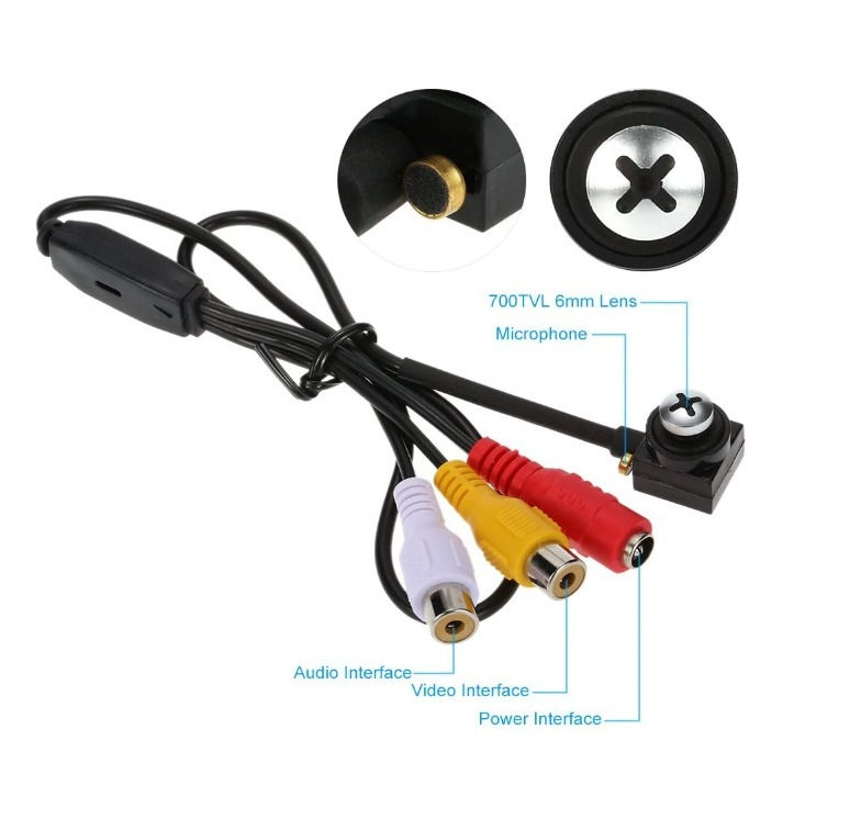 Miniatura: Cámara de seguridad oculta mini pinhole con audio en forma de tornillo 480p