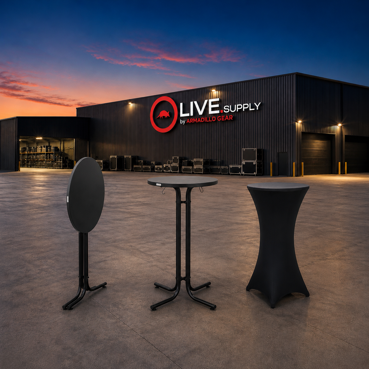 EX HIRE - Black Folding Poseur / Cocktail Table