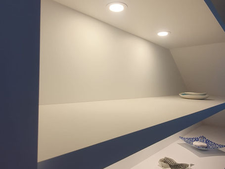 Beautifull under stairs cabinet as a feature in this project, sprayed in white with 4 drawers for easy storage.