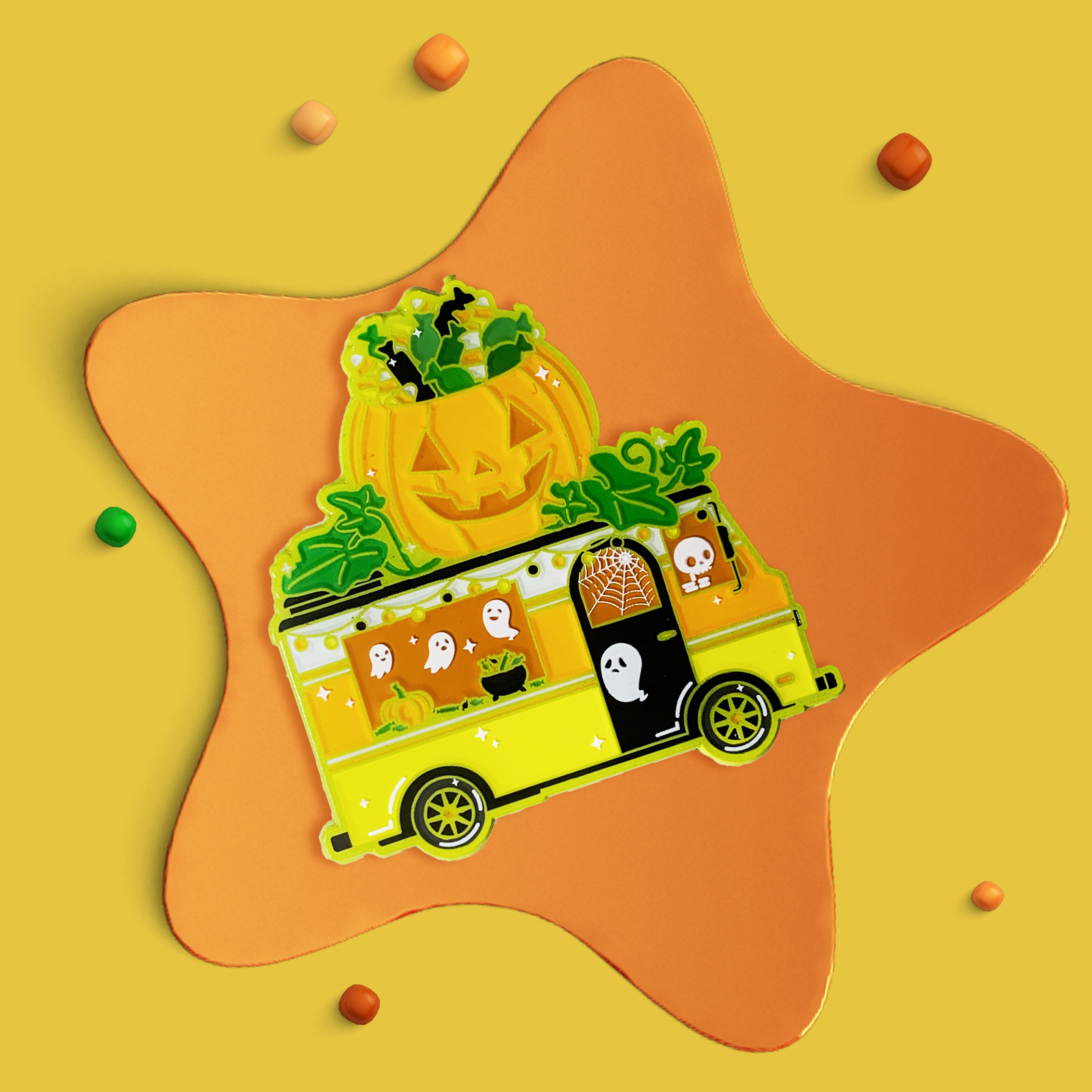 Trick or Treat Truck Enamel Pin