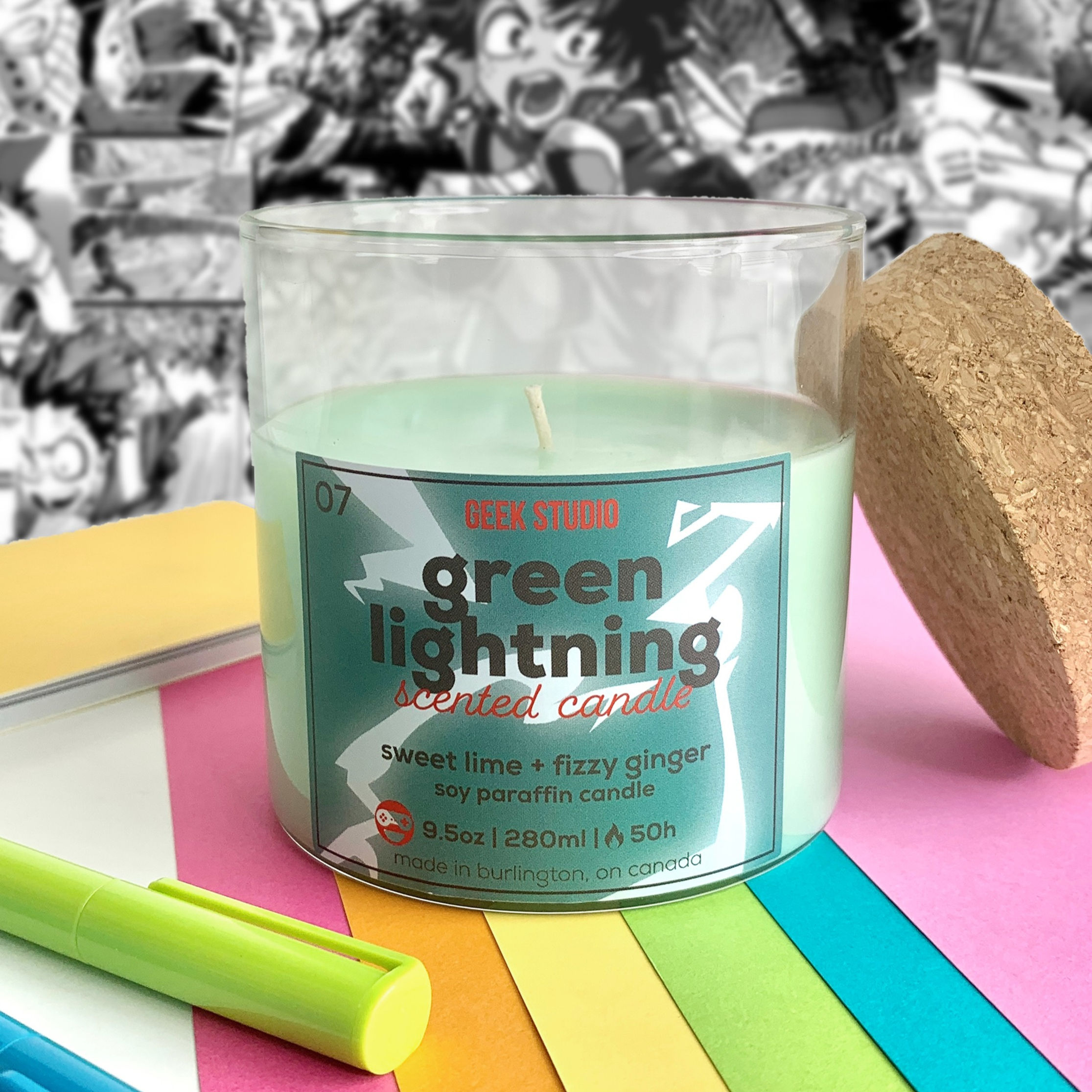 Green Lightning Candle - sweet lime + fizzy ginger