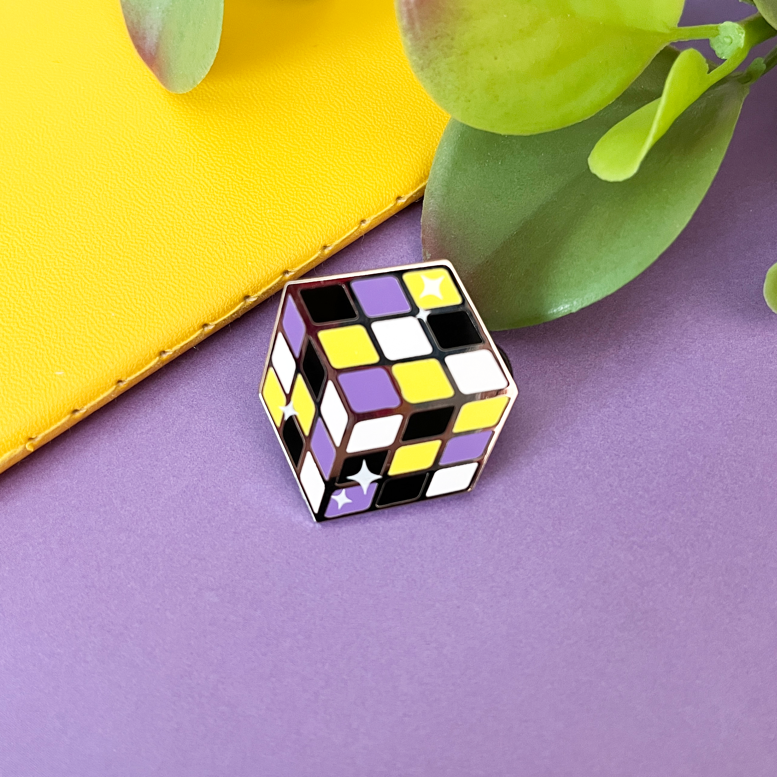 NonBinary Puzzle Cube Enamel Pin