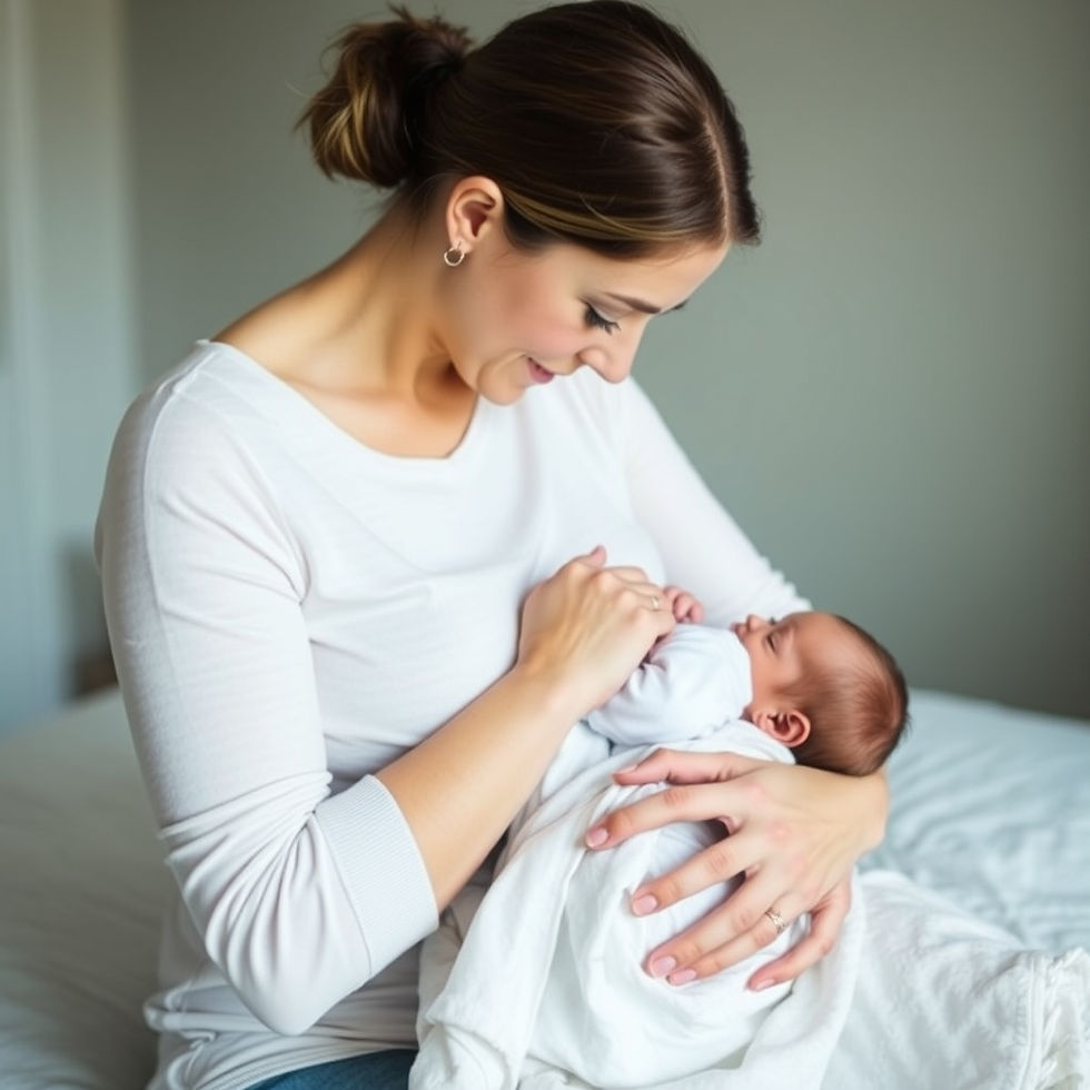 a woman holding a baby