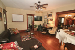 Living Room with ample seating and Gas Stove