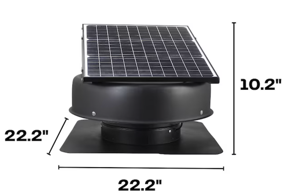 Miniatura: Extractor de aire solar para techo OmniPV de 1600 CFM y 40 W con termostato y adaptador de corriente