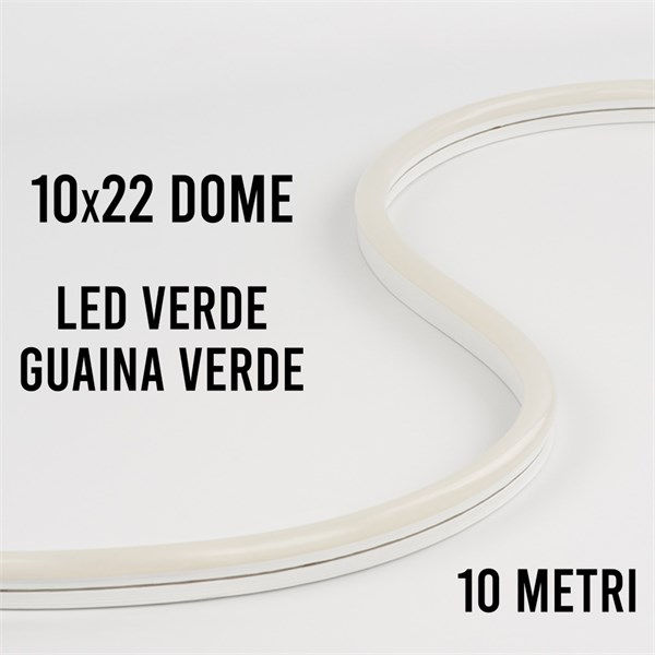 LED flex neon 1022 dome IP65 (estruso) side view LED e guaina verde 15W/m 24V