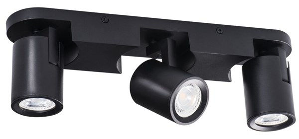 Applique tripla (3 spot) da soffitto nero per 3xpar16 con attacco GU10