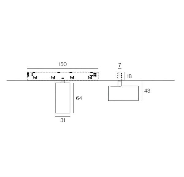 Faretto spot plan binario champagne 48V LED COB 6W luce calda 3000K 33° 768 lm