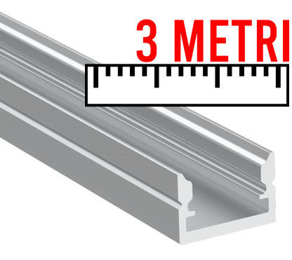 Profilo in alluminio mini da appoggio basso con cover opaca 12x8x3000mm