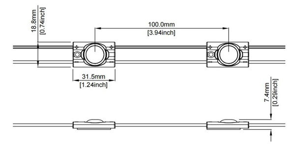 Modulo 1 LED SMD2835 IP66 0,36W 12Vdc 61 lm (170 lm/w) luce fredda 6500K CRI>70