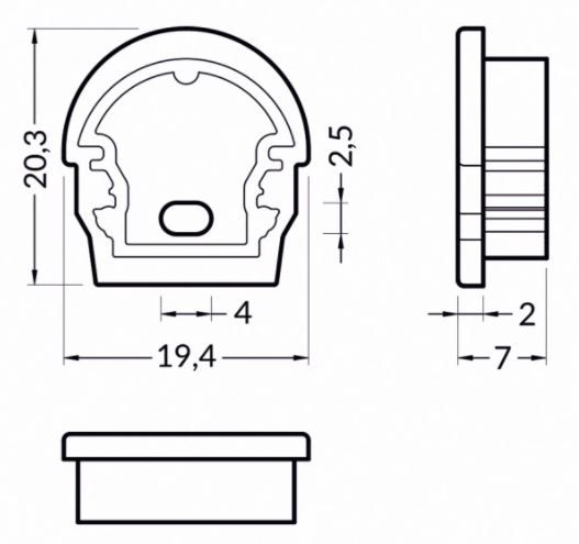 Kit 2 tappi di chiusura modello d per profilo SI3603XIAA