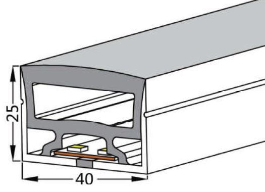 LED flex neon 4025 flat IP67 top view 3000K 19,2W/m 24V 1100 lm/m CRI>82
