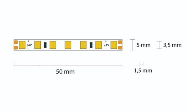 Miniatura: Strip LED flex 140led/m 2835 IP20 luce calda 2700K 9,6W/m 24V 1250 lm/m CRI>90