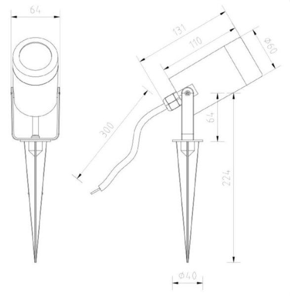 Faretto spot da giardino orientabile LED IP44 nero per lampadine GU10 220-240V