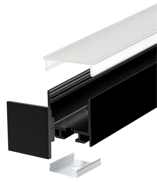 Miniatura: Profilo in alluminio nero da appoggio alto con cover opaca 25x25x2000mm