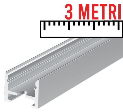Profilo in alluminio da appoggio con passaggio cavo con cover opaca 75%