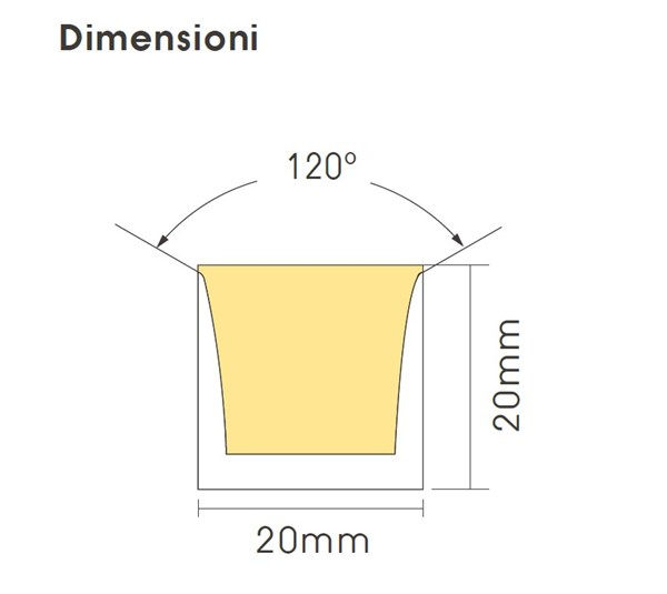 Miniatura: LED flex neon 2020 flat IP67 top view 3000K 20W/m 24V 1500 lm/m CRI>80 20x20mm