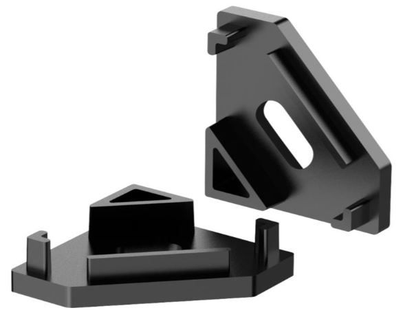 Kit 2 tappi di chiusura nero con foro per profilo angolare 18x18