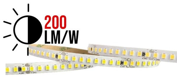 Strip LED flex 180led/m 2835 IP20 luce naturale 4000K 9,6W/m 24V 1920 lm/m (200