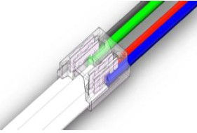 Connettore trasparente per strip LED COB RGB IP20 da 10mm con cavo l.15cm 22awg