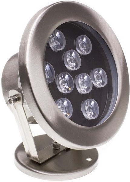 Faretto da superficie inox RGB 9x1W 12V IP68 910 lm 145x85x155mm