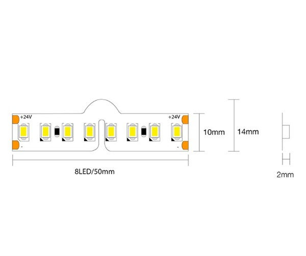 Strip LED flex snake shape 160led/m 2835 IP20 luce naturale 4000K 14,4W/m 24V