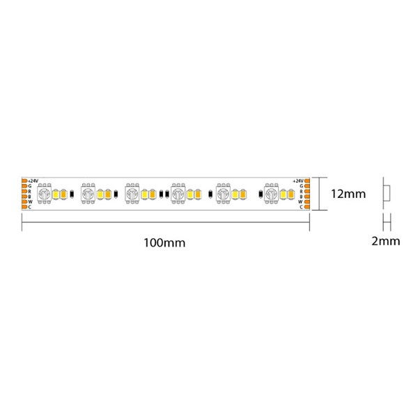 Strip LED flex 60led/m 5050 + 120led/m 2835 IP20 RGB+CCT 28,8W/m 24V 1600 lm/m