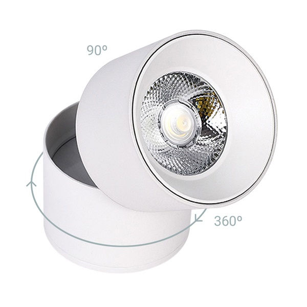 Miniatura: Faretto cilindro bianco da superficie orientabile LED COB IP20 15W 220-240V