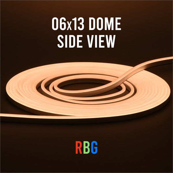 LED flex neon 0613 dome IP65 (estruso) side view RGB 15W/m 225 lm/m 24V 06x13mm