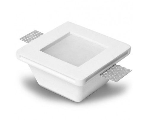 Portafaretto in gesso da incasso quadrato con vetro satinato per gu10-mr16
