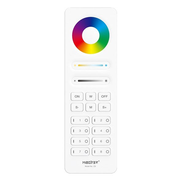 Telecomando bianco RGB+CCT 8 zone 2,4ghz distanza 30 m alimentazione 2xaaa