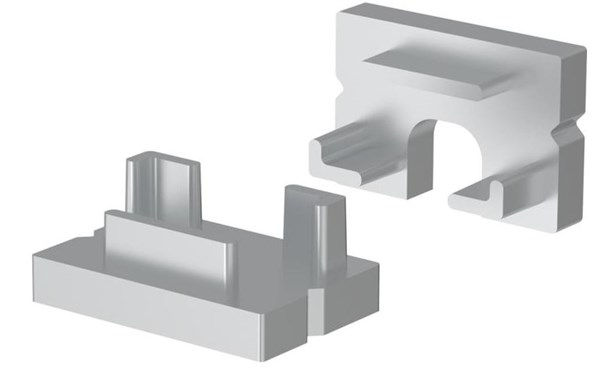 Kit 2 tappi di chiusura grigio con foro per profilo mini 12x8 SI6483XIAA